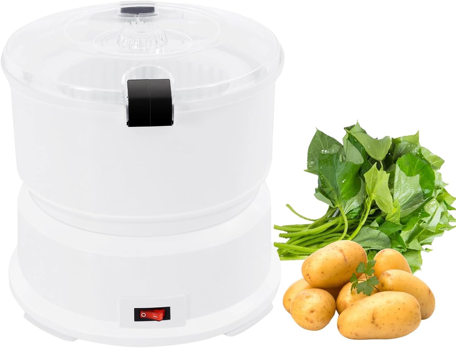 Pelapatate E Centrifuga Elettrica Automatica 2 in 1, Funzionamento con Un Solo Pulsante, Motore da 85 W, Pela Facilmente Patate, Mele E Altro Ancora, Gadget da Cucina Ideale