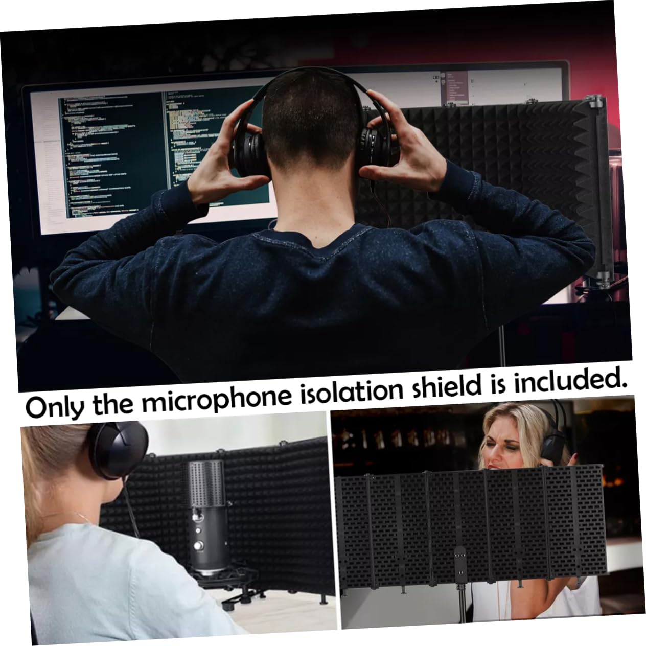 Uonlytech Protector Diseño Fácil de Instalar para Micrófono Plegable de Aislamiento y Materiales Abs y Espuma de Grabación en Estudio para Podcasting y Radio Broadcasting