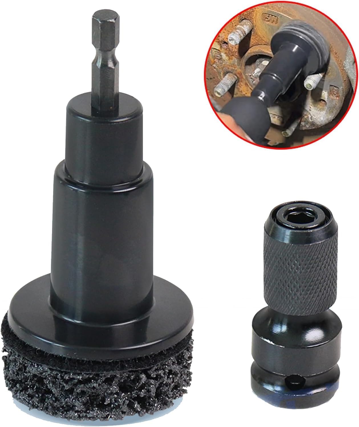 Professional 5-Head Wheel Hub and Stud Cleaning Kit, Brake Parts Maintenance Tool Set for Cars and Trucks