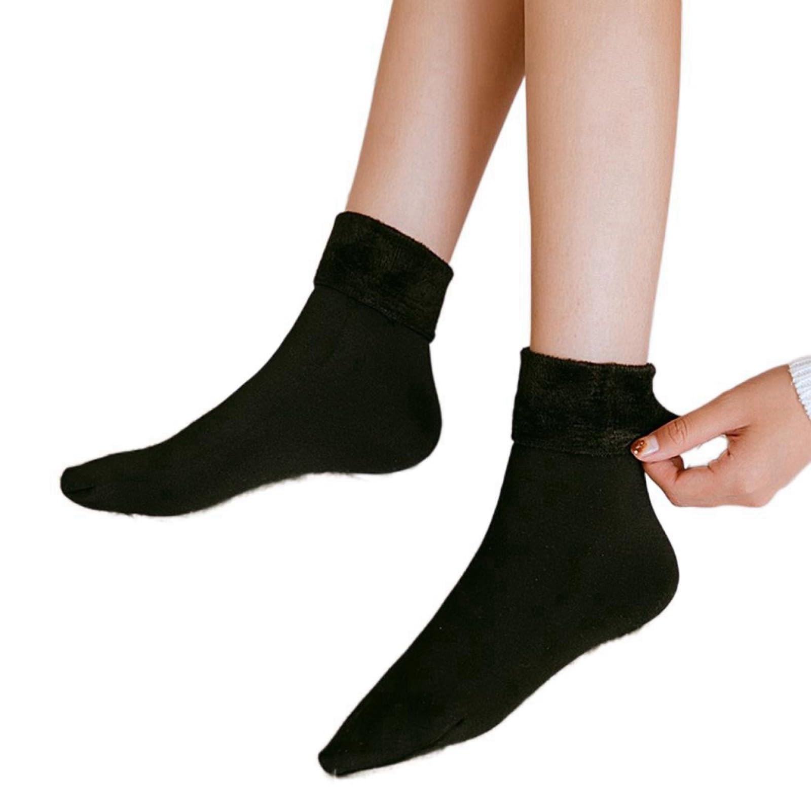 Calcetines De Invierno Para Mujer - Moda Negro 30 Pares Calcetines De Piso De Terciopelo Cálidos Para Mujer Otoño E Invierno Calcetines Suaves Elásticos Engrosados ​​Calcetines De Nieve Trans