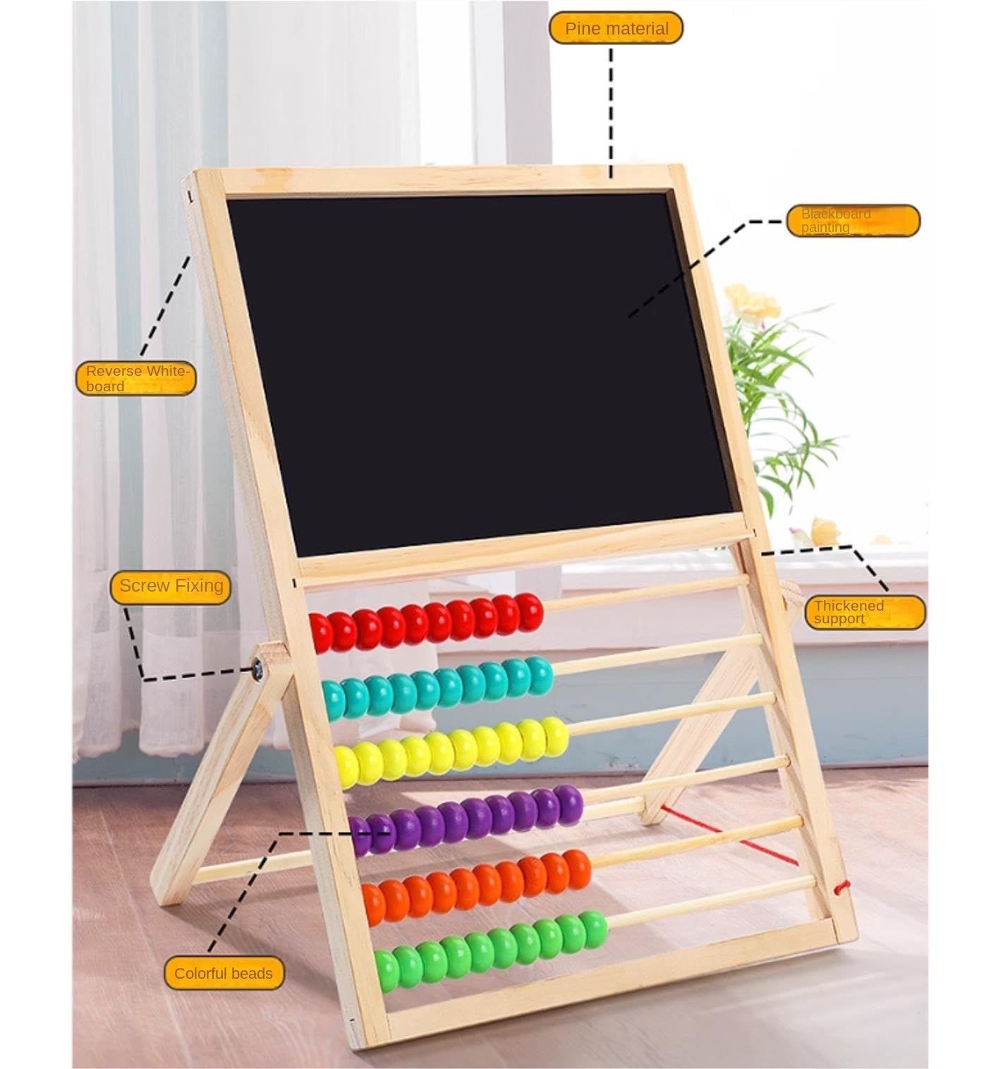 Abacus Deska Do Rysowania Abakus Drewniana Rama Wielofunkcyjny 6-rzędowy Ramki Liczenia Wczesnej Nauki Przybory Szkolne
