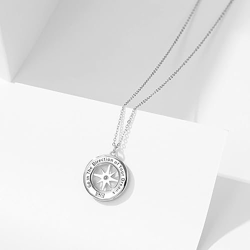 Miniatura 4 de Collar de montaña de brújula de plata de ley, colgante de mapa azul marino, graduación, amistad, talismán, collar de viaje, regalo de graduación,