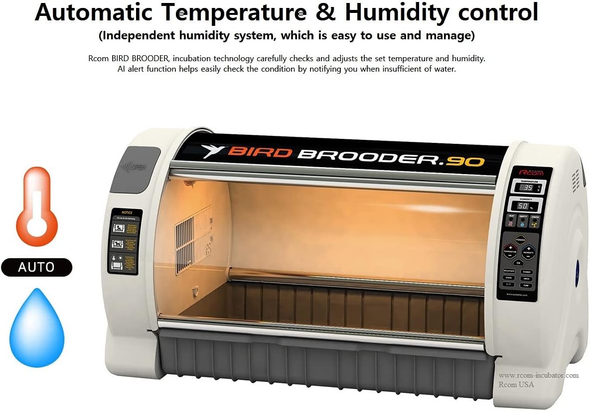R-com Brooder with automatic temperature and humidity control icons