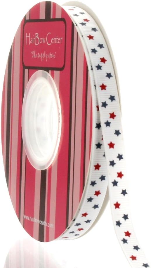 3/8" Red/Navy Star Grosgrain Ribbon 100 Yard