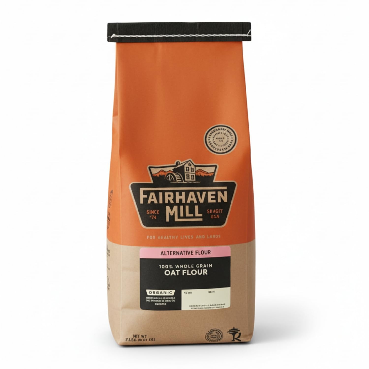 Fairhaven Mill Organic Whole Grain Oat Flour - Naturally Gluten-Free, Non-GMO, High Protein & Fiber - Ideal for Cookies, Breads, Treats, Baking & Cooking - USA Grown and Milled - 5 lbs Bag