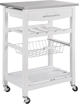 Mobile Kitchen Island Cart with Marble Top, Rolling Casters & Storage Drawer Compact Serving Cart for Small Spaces, Kitchen, Dining Room Ideal for Home Chefs & Apartments White1