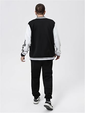 SOLY HUX Men's Color Block Letter Graphic Long Sleeve Varsity Jacket