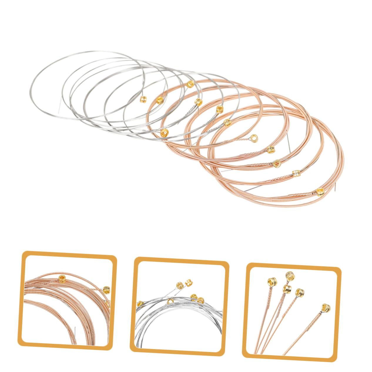 GOOHOCHY 12Pcs Phosphor Copper Guitar Strings for Folk Guitars Enhanced Tone Sustain Easy to Install Standard Tension for Beautiful Sound for Guitar Projects