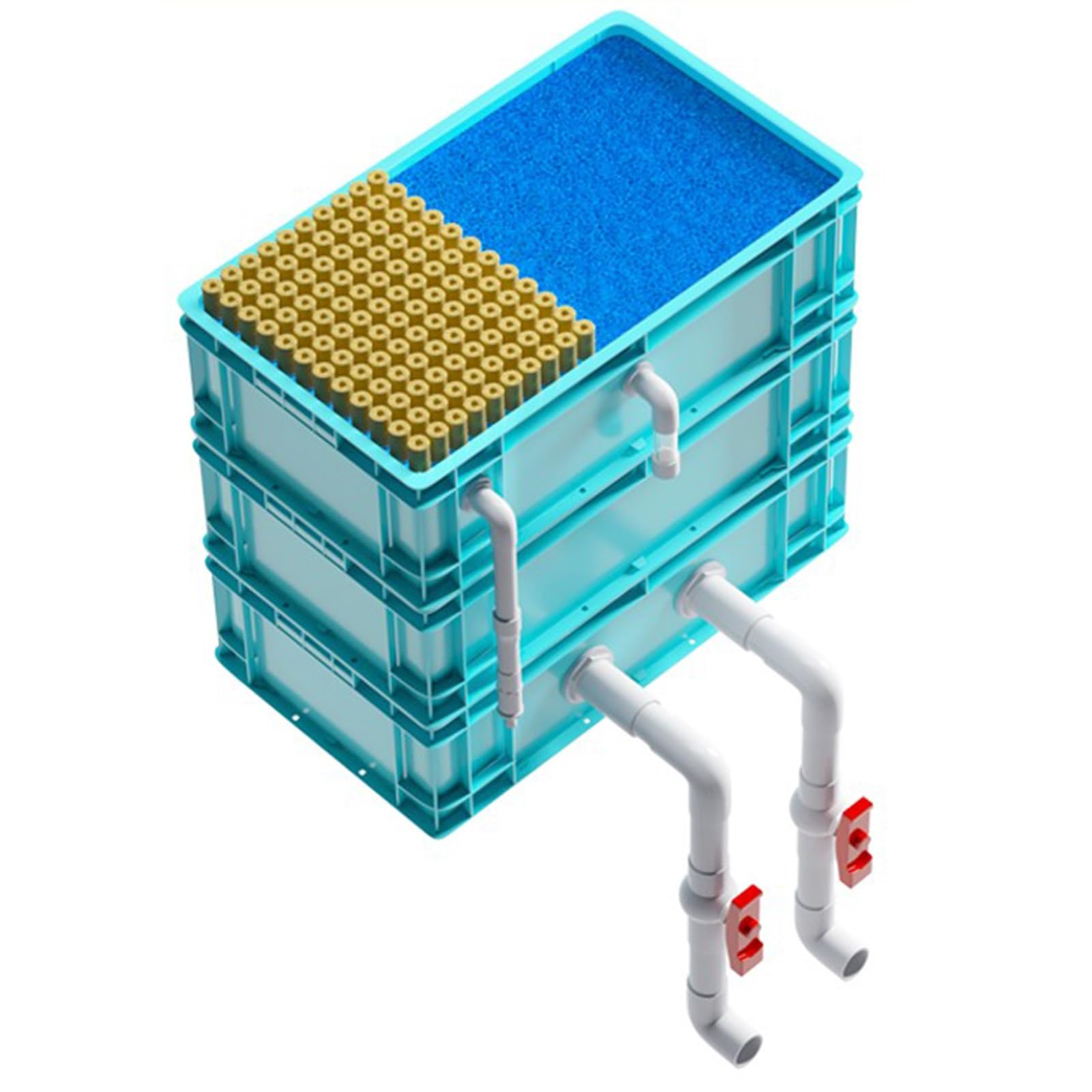 Filtros De Acuario, 2/3 Niveles Caja De Filtro De Ciclo De Acuario Externo, Filtro Del Tanque De Peces De La Caja Del Volumen De Ventas, , Incluye Medios Filtrantes ( Color : Blue , Size : 23.62x15.75