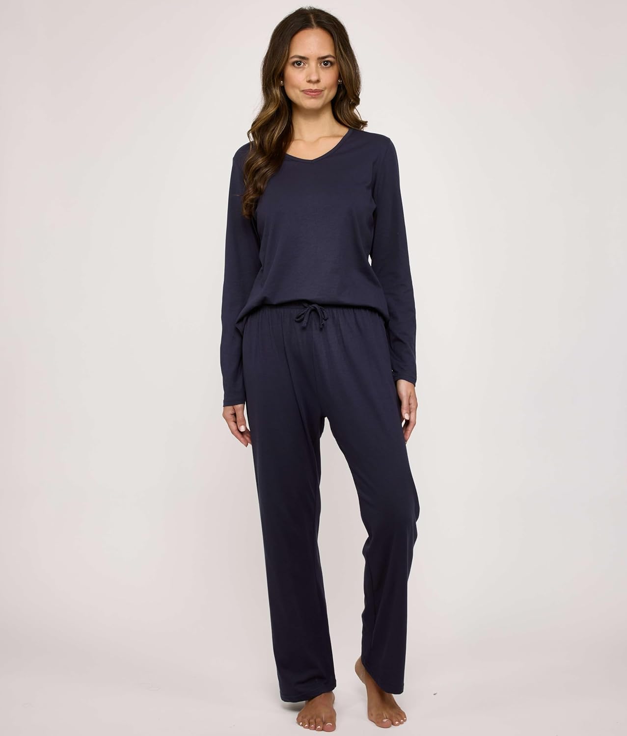 Real Essentials 2 Pack Women's Soft Cotton Long Sleeve Pajama Set with Pants - Lounge Sets for Women (Available In Plus) - Image 2