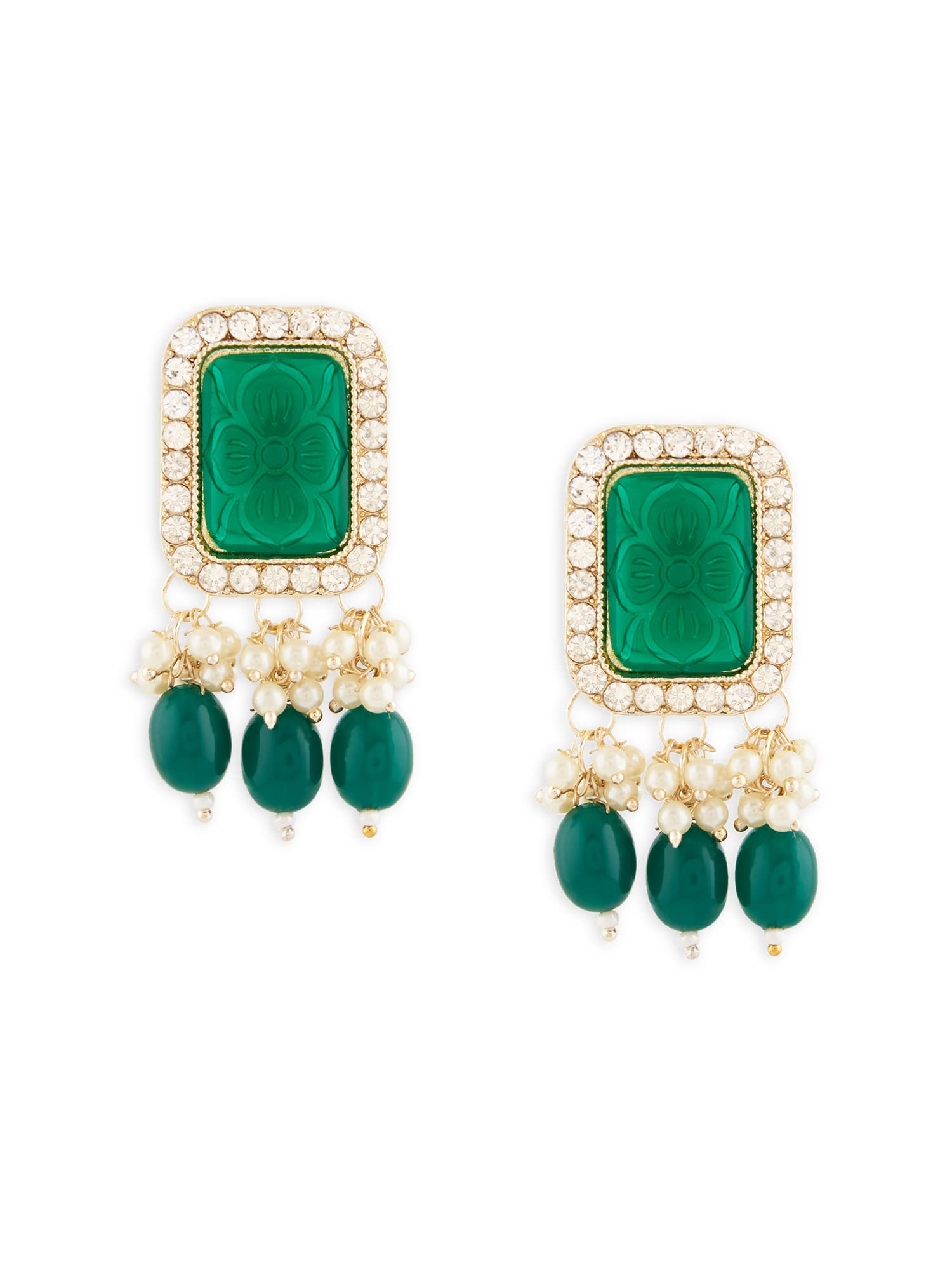 Zaveri Pearls Green Stones & Beads Dazzling Austrian Diamond Drop Earring For Women-ZPFK15885 (B0C4H8TJW8) Amazon Price History, Amazon Price Tracker