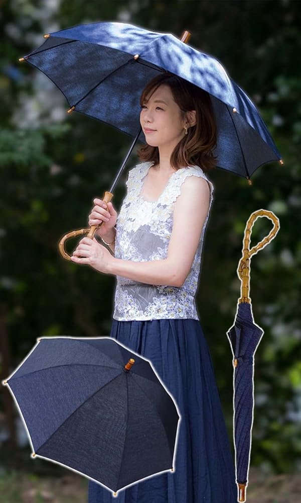 Amazon | [マサキ] 晴雨兼用傘 長傘 デニム無地 UV防止加工付き