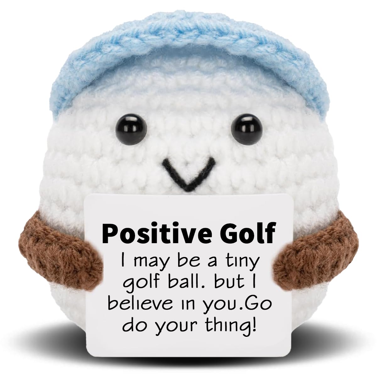 VKYN Positive Crochet Doll Golf Gifts for Men Dad Fathers Coach Mini Crochet Golf with Positive Card Father's Day Christmas Birthday Gifts Men Golfers Funny Home Office Desk Decor