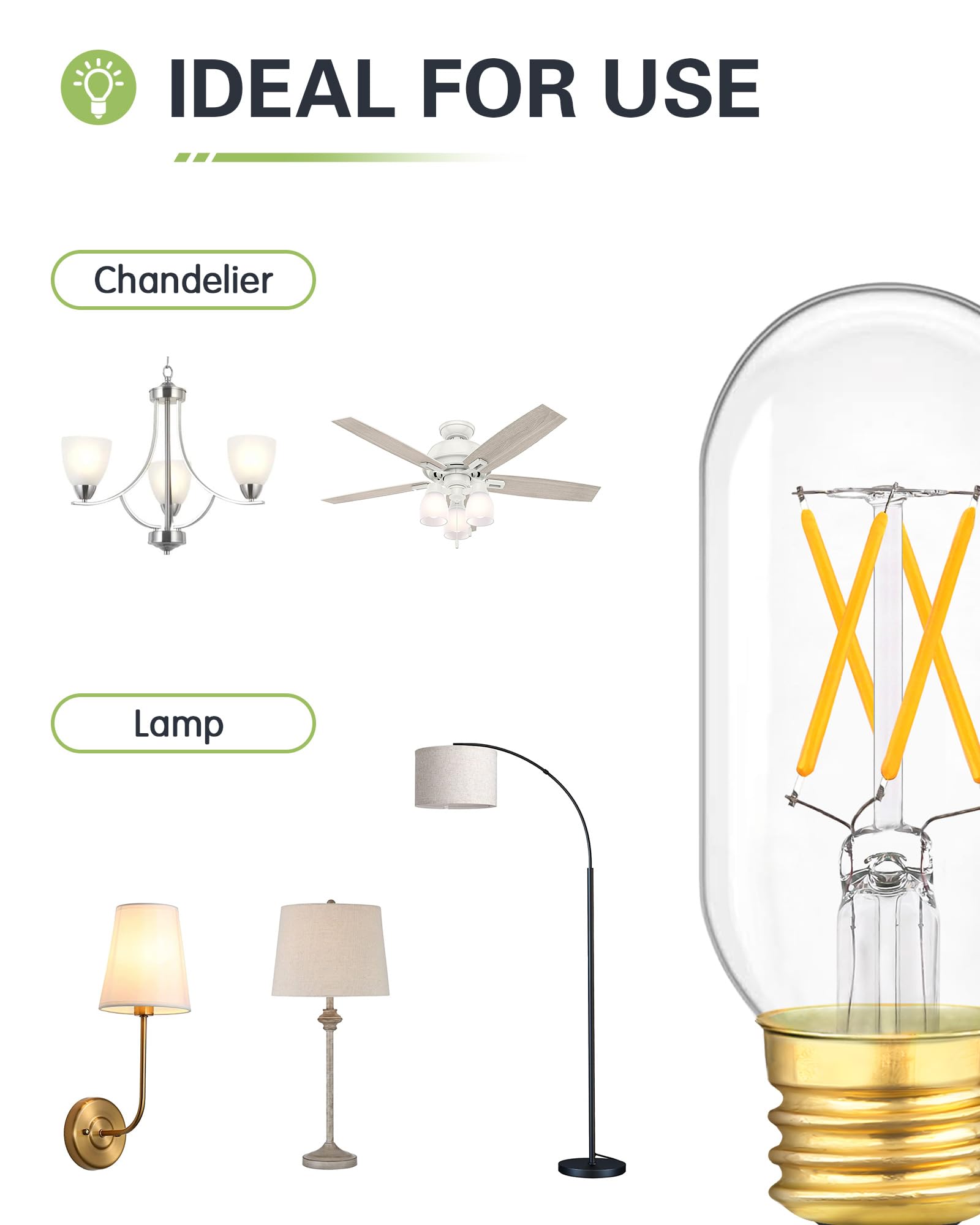 T45 E26 LED Bulb Dimmable 40W Equivalent E26 Bulb 4 Watt Warm White 2700K E26 Edison Bulb AC120V — view 4