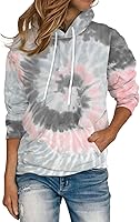 rosemia Women's Y2K Hooded Pullover Sweatshirts Long Sleeve Loose Fit Hoodies with Kangaroo Pocket Casual Tunic Tops