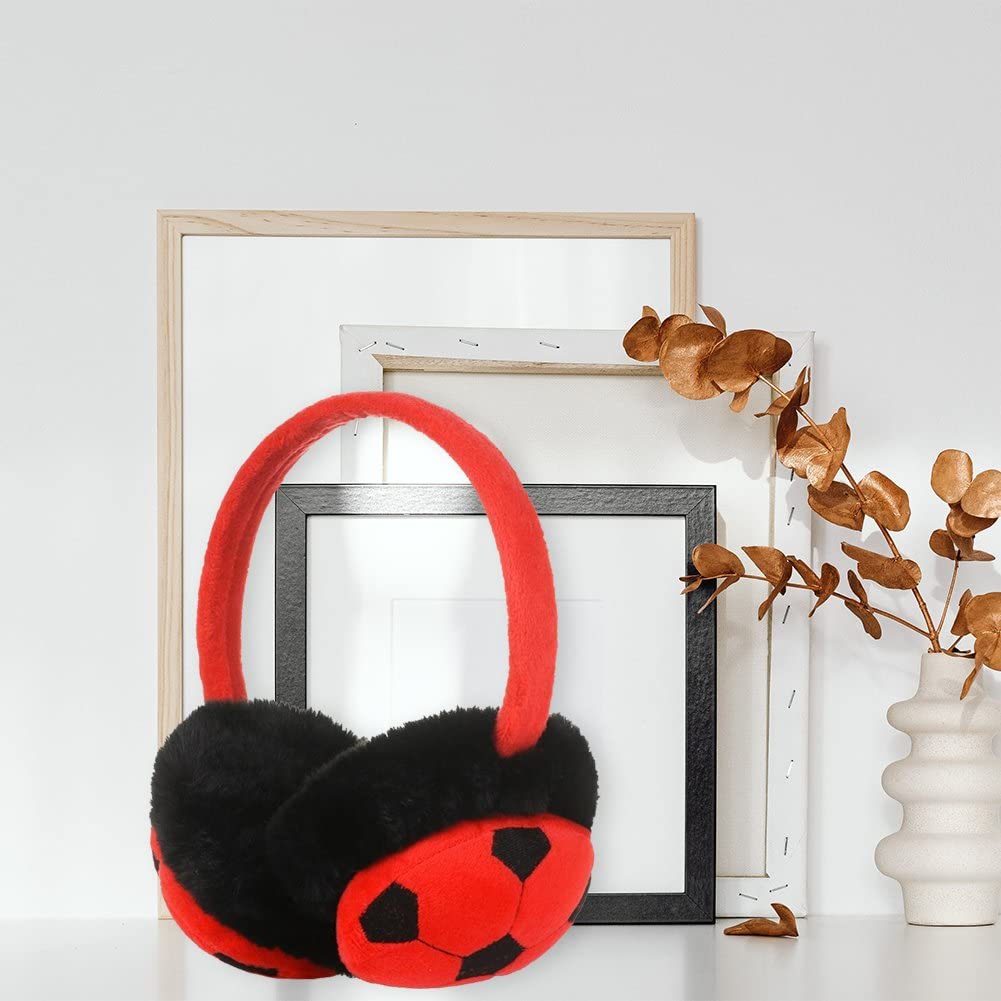 Cache-Oreilles En Peluche Motif Football - Unisexe, Élastique Ajustable, Pour Sport D'Extérieur (Ski, Course...)