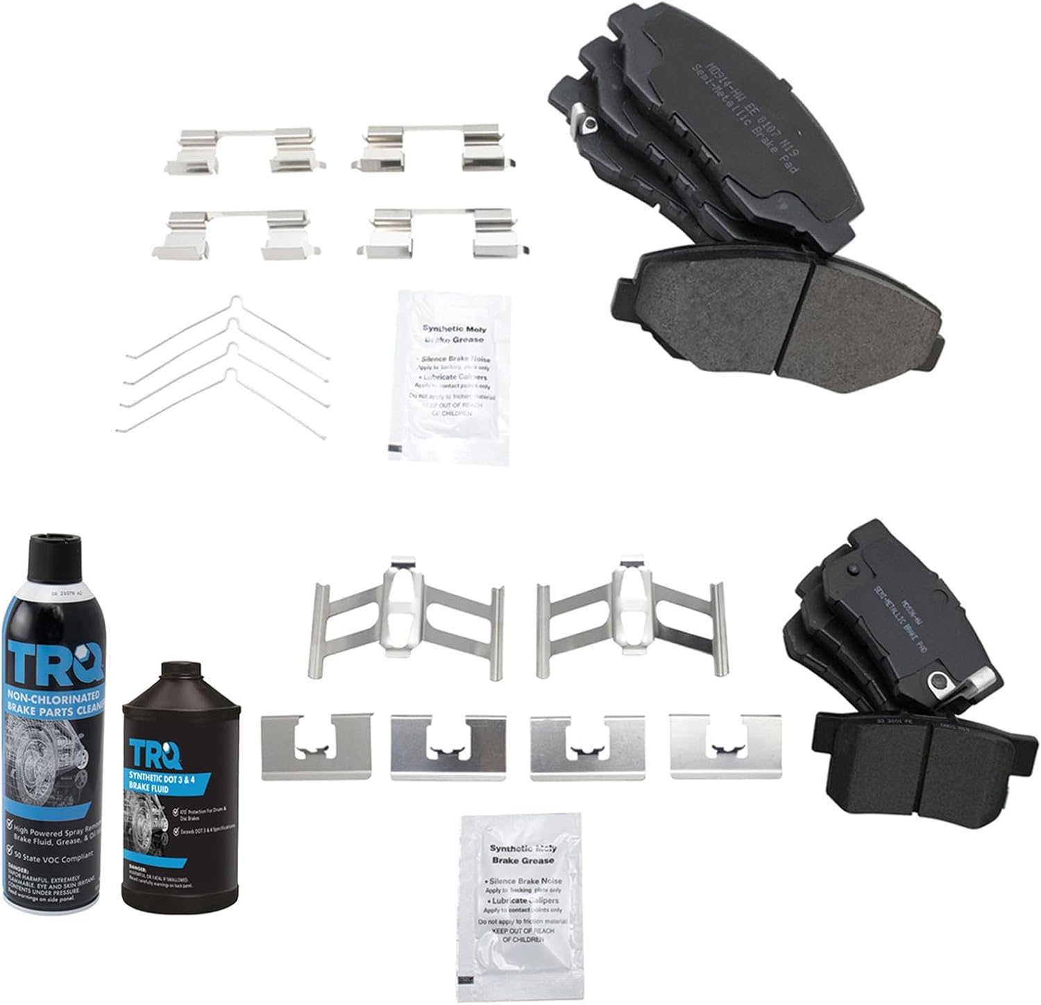 Front & Rear Brake Pads Brake Chemical Kit Semi-Metallic Compatible with 2002-2004 Honda CR-V 2003-2011 Element