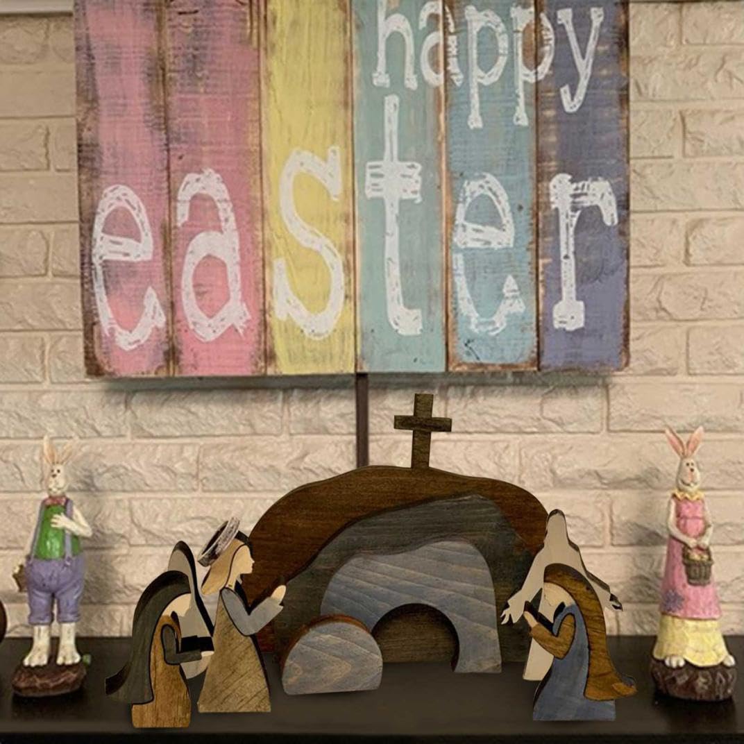 Shjxi Décoration De Tombe Vide De Pâques, Crèche De Noël En