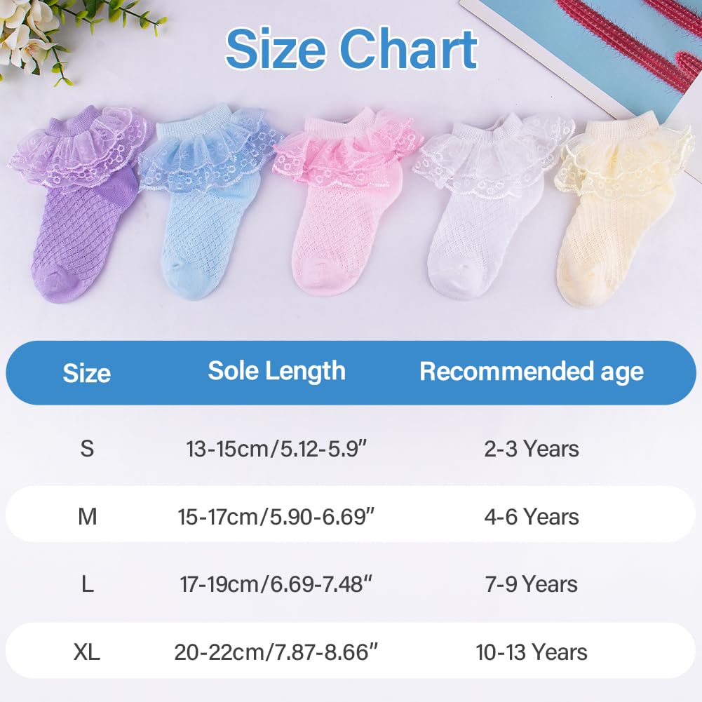 5 Paar Kleinkind Baby Mädchen Rüschen Spitze Socken Ösen Mesh Baumwolle Rüschen Knöchel Weiches Kleid Kinder Prinzessin Socken 2-13T
