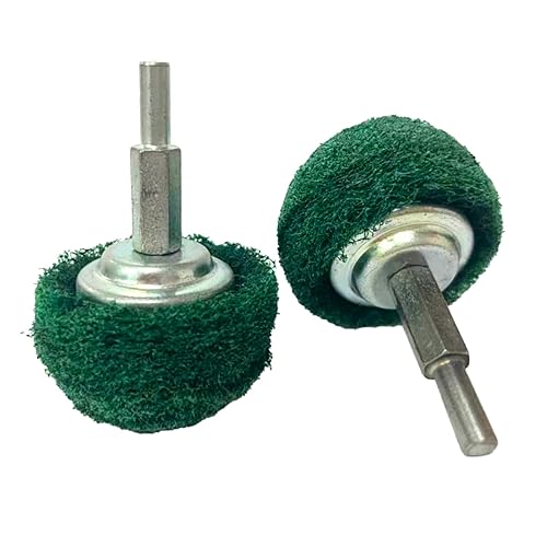 Miniatura 9 de Banmo Abrasive Juego de 7 ruedas abrasivas verdes con vástago de 14 pulgadas, ruedas de pulido no tejidas, juego de accesorios para pulir, fregar y