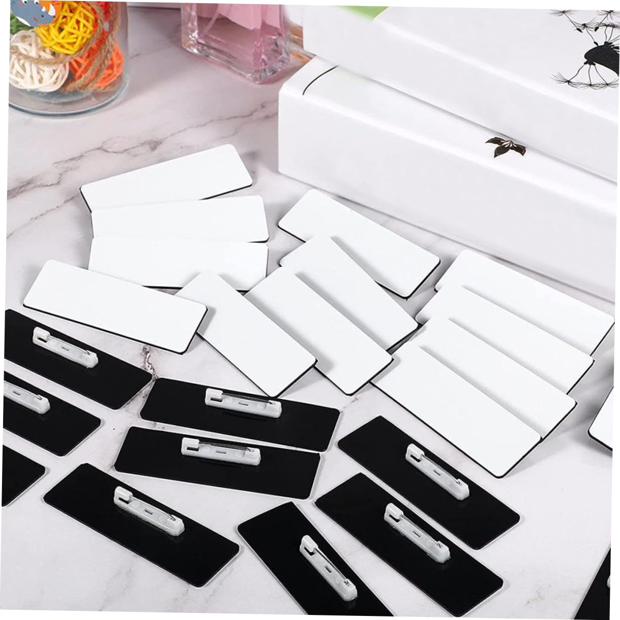 SHINEOFI 2 Sätze Personalisiertes Arbeitsabzeichen Personalisiertes Namensschild Leer Magnetische Namensschilder Wiederverwendbar Stift Mit Namensschildern Für Schüler Metall 16 Stücke * 2