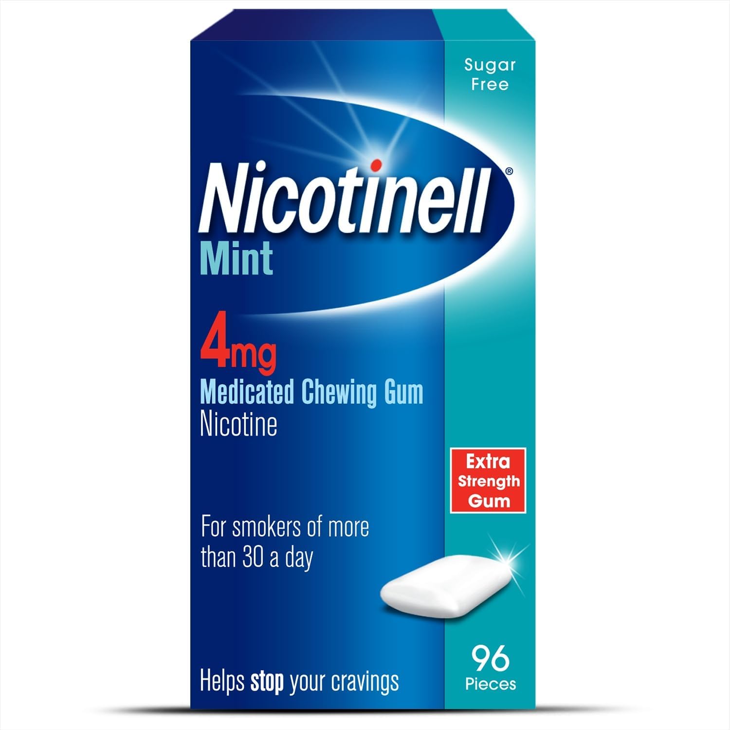 – Nicotinell Mint Gum 4mg (96 Pieces), Stop Smoking Aid, Sugar Free Nicotine Gum, Mint Flavour, 4mg Extra Strength for Heavy Smokers, Quit Smoking Aid