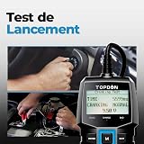 TOPDON Testeur de Batterie BT100, 12V Testeur batterie voiture100-2000 CCA Essai de charge de démarrage avec batterie pour Voitures Motos VTT VUS Yachts - 3