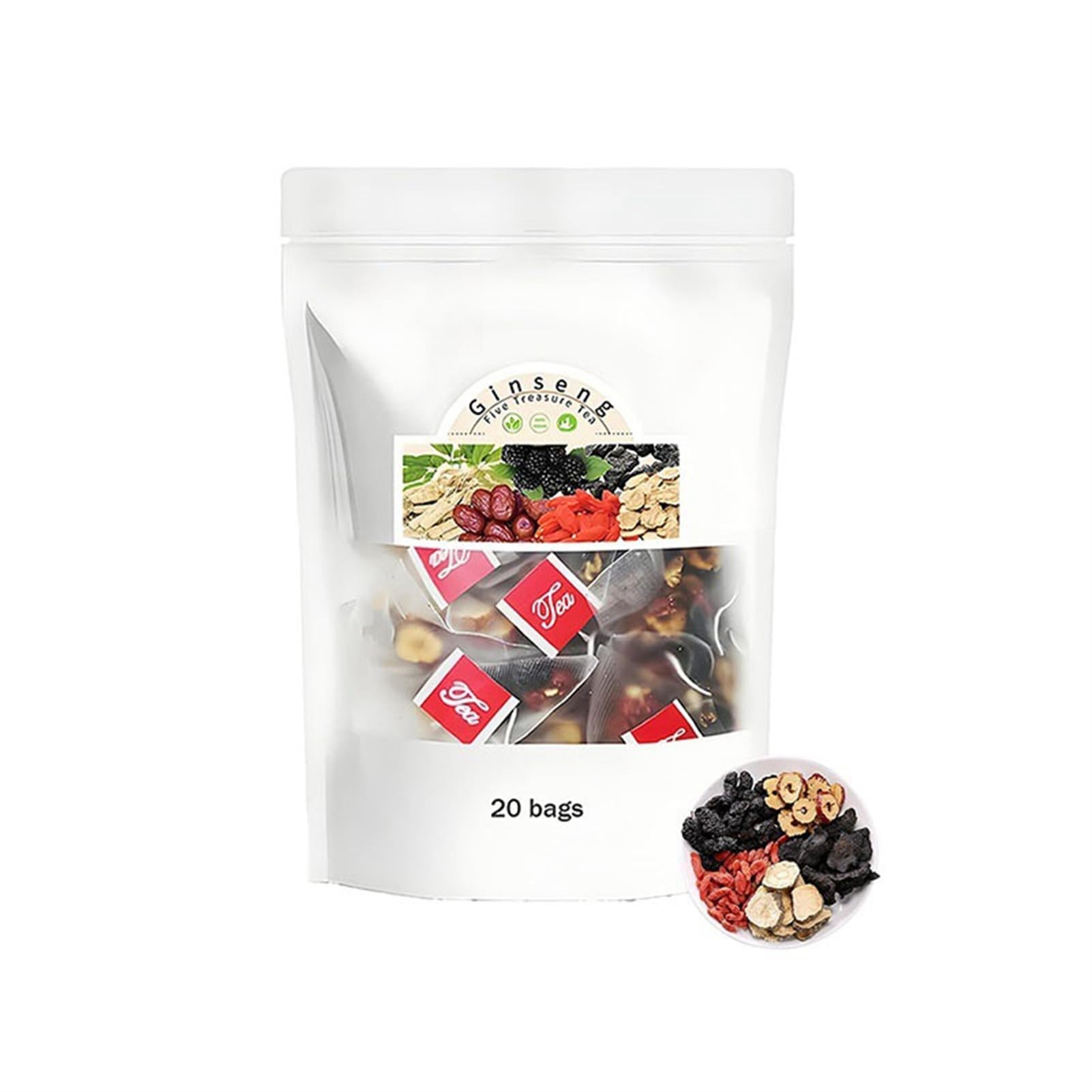 Ginseng Five Treasure Tea, Kidney Tea Formula Ginseng Five Treasure Tea, Oriental Tonic Tea, Essential Health Tea for Staying Up Late (1)