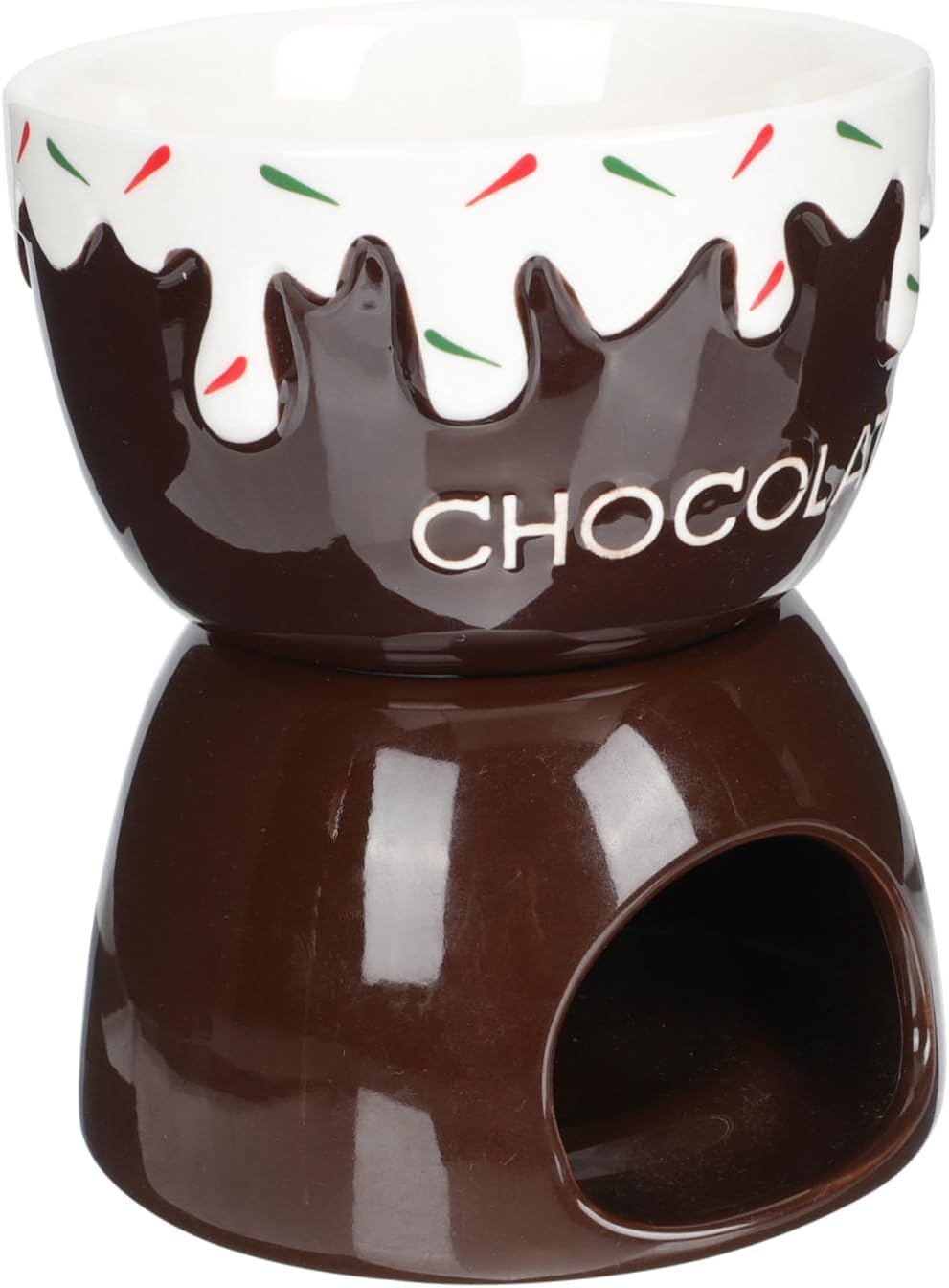 PRETYZOOM 1set Ceramic Cheese Fondue Pot Detachable Melting Bowl for Cheese and Ice for Breakfast Parties and Entertaining