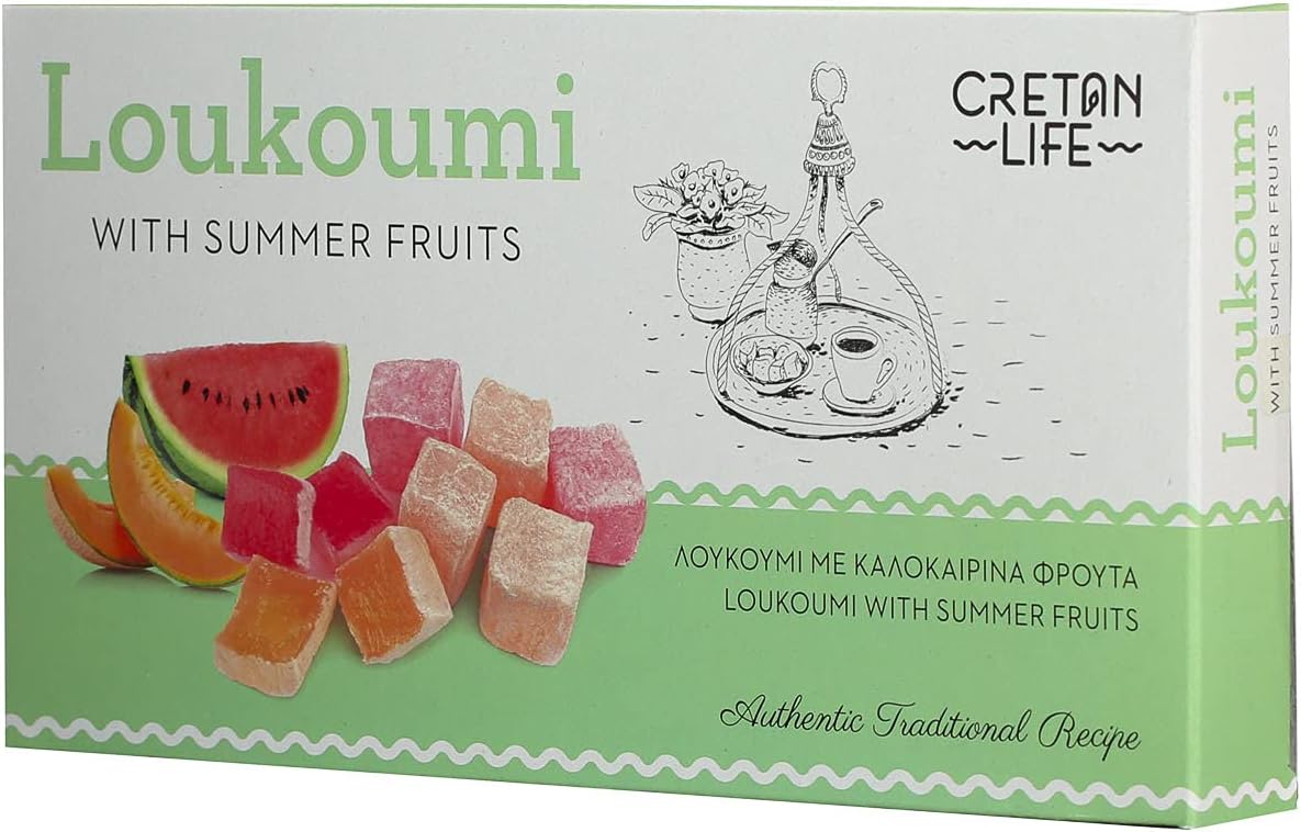 Cretan Life Greek - Turkish Delight (Loukoumi) Summer Fruits 280-300gr / Authentic Traditional Recipe