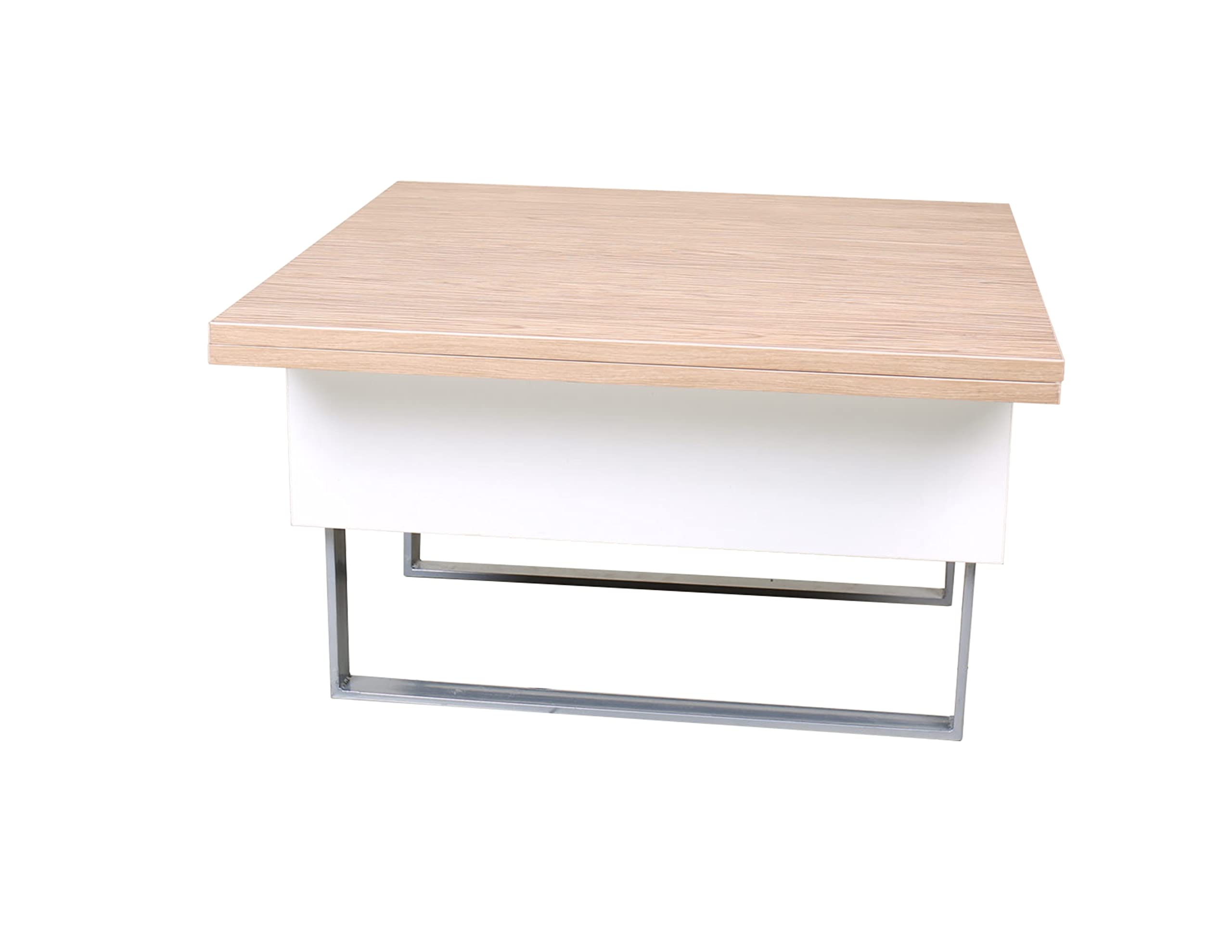 s k grill art Center Table Cum Dining Table Convertible Metal Wrought Iron Frame Commercial Plywood Top (Center Table 2.5 x 2.5 Dining Table 2.5 x 5 feet) (Steam Beach) 3