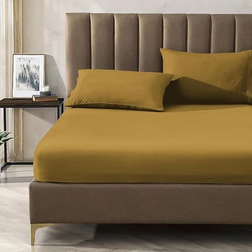 Vista 200 de Juego de sábanas de microfibra de 4 piezas prémium de calidad hotelera 1800 hilos, resistente a las arrugas, ultra suave y transpirable, juego