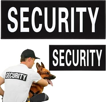 Security Patch 2 Pack Reflective Security Patch Hook and Loop Durable Fabric Patches with Reflective Printed Letters for Officer Guard Custom Uniforms Vest, Jacket, Carrier, Hat, 1Small and 1 Large