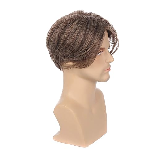 Miniatura 9 de Kaneles Peluca negra para hombre, corta, sintética, para Halloween, uso diario, suave, pelucas de cabello natural