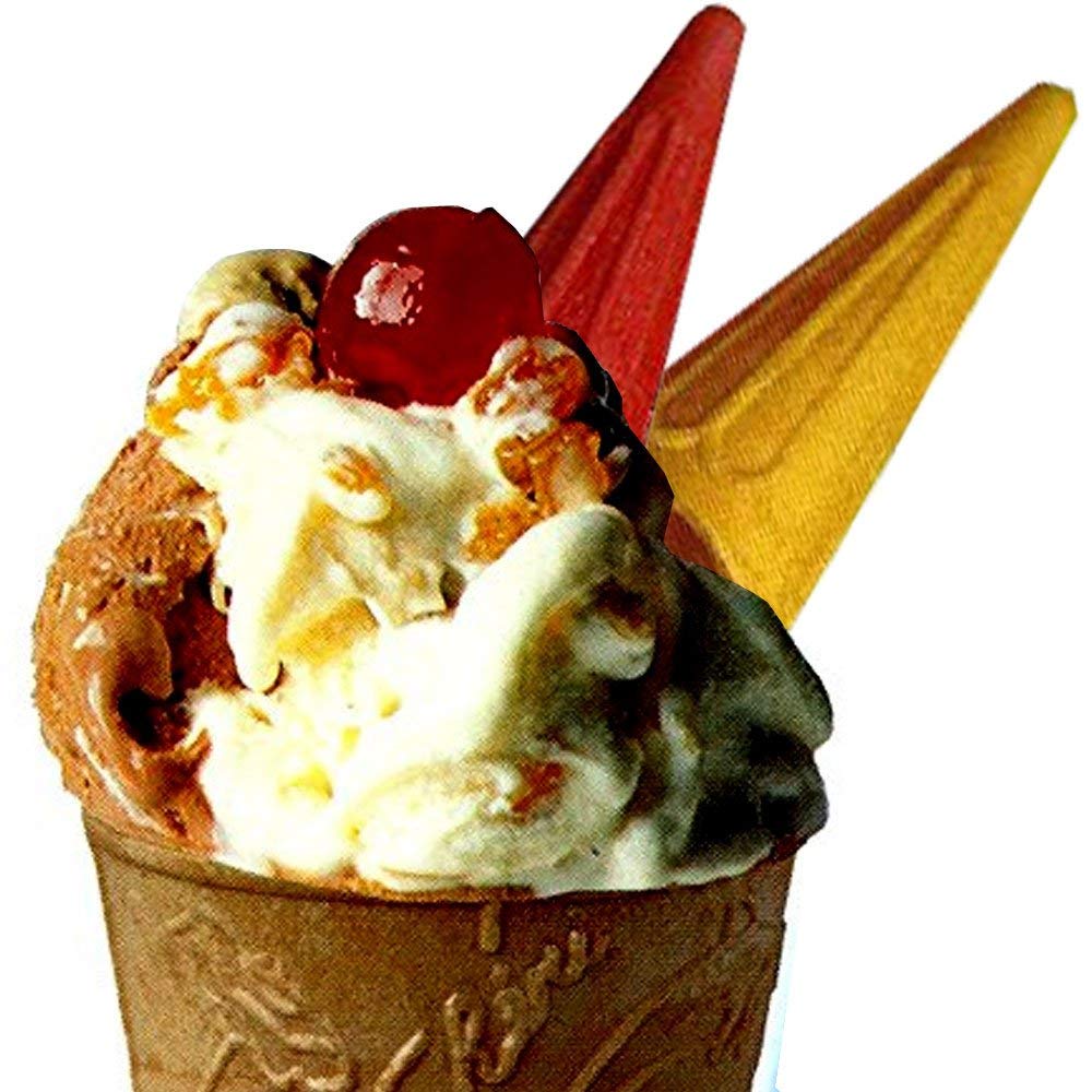 Piezas 1000 cialda para helado a forma punta de cono para copas helado y repostería color giall0/Rojo