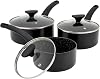 3 Piece Non-Stick Saucepan Set with Tempered Glass Lids - 16cm 18cm 20cm Sauce Pot Induction, Gas and Electric Hobs Forged Aluminium Milk Pan — Cookware deal