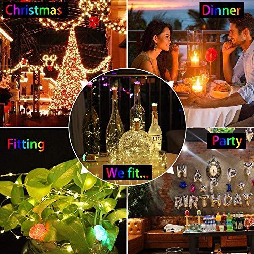 M.C.works 7 Color Flashing Wine Bottle Lights, Wine Cork String Lights, 16 LEDs Battery Operated Cork Stopper Vase Light Centerpieces Bottles DIY Mood Lights Decor, 55 in.(Pack of 6) - Thumbnail 5