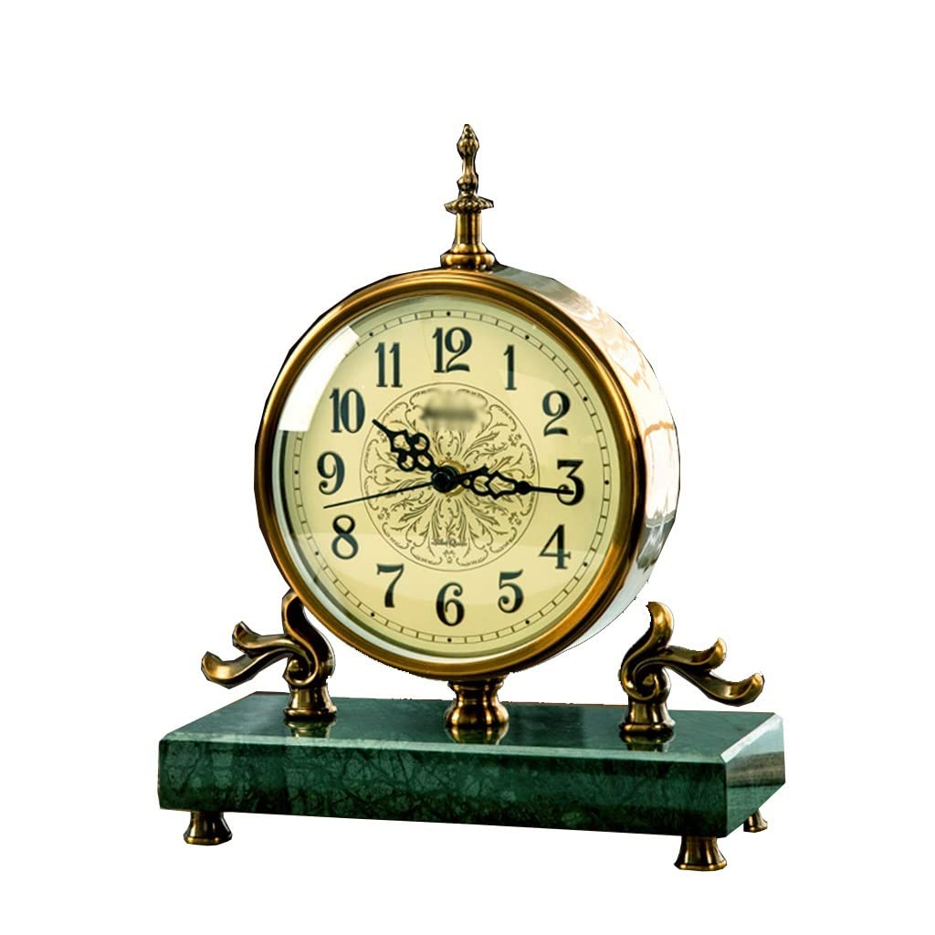 Ornaments, Shelf Clock American Retro Silent Table Clock Home Desktop Decoration Metal Table Clock Living Room Quartz Clock Ornaments (Color : B, Size : 23 * 29cm)