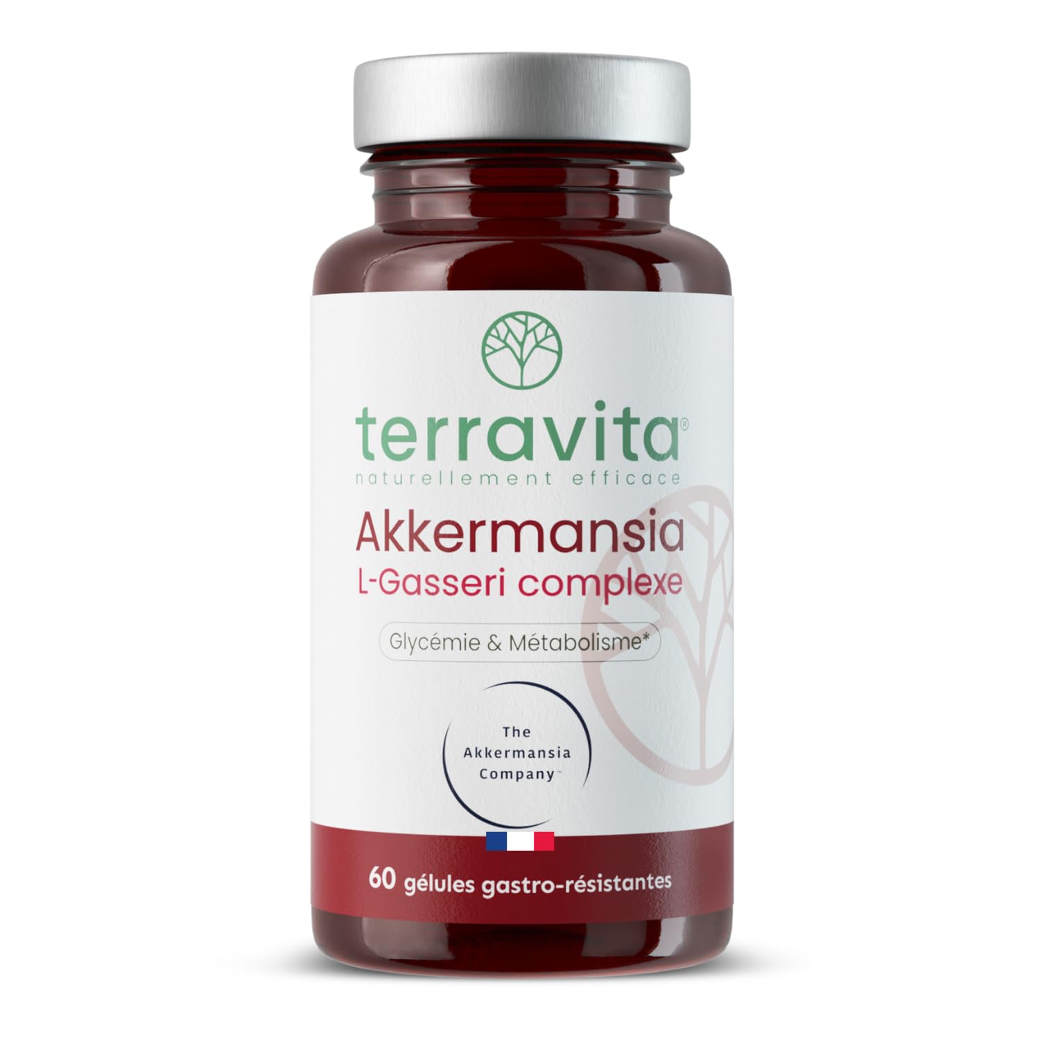 Akkermansia MucT® 30 Milliards + L. Gasseri 10 Milliards | Avec Vitamine B1 et Chrome | Régulation Glycémie + Digestion + Satiété | 60 Gélules | Made in France | Terravita