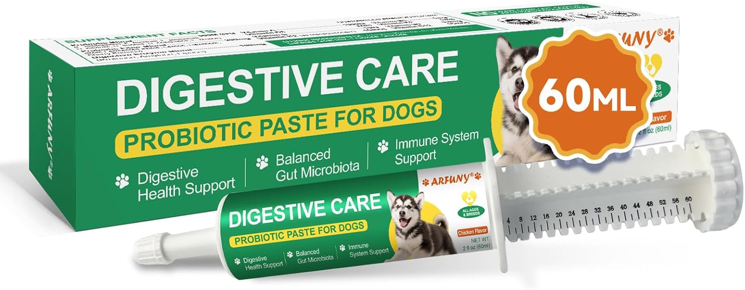 Probiotics for Dogs – Digestive Support Paste for Dogs – Digestive Care, Diarrhea, Loose Stools, Upset Stomach – Dog Gut Health Paste – Dog Probiotic with Prebiotics, Enzyme, Vitamins – Chicken Flavor