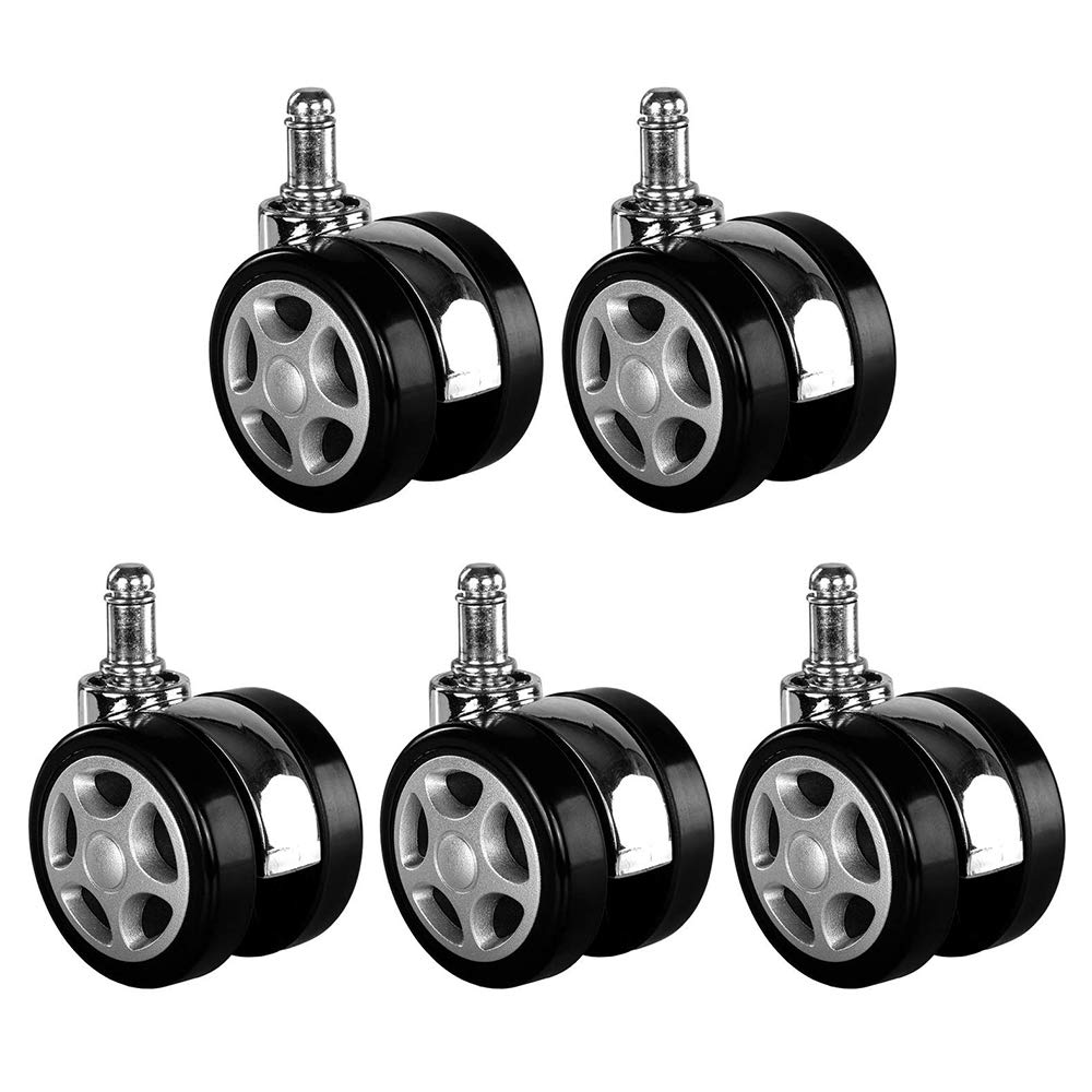RBUDSPOLF Ruedas Ruedas Trolley Muebles Negro Ruedas 60Mm Goma Silla de Oficina Ruedas Giratorias Silencioso Gris M11 para Oficina/Escuela/Hogar, Paquete de 5/Black