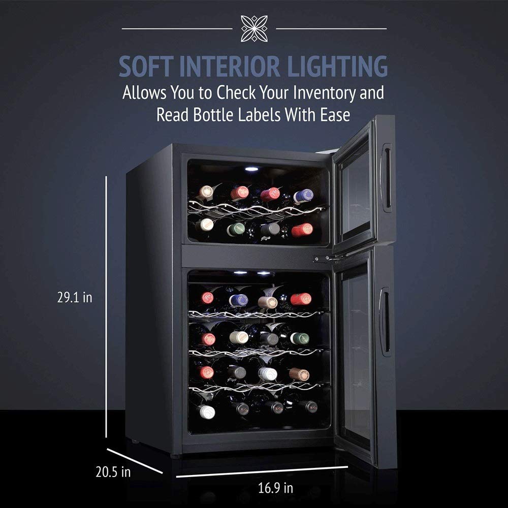 Ljlzxpbus 24 Bottle Dual Zone Wine Cooler Refrigerator,White And Red Wine Fridge Chiller Countertop Wine Cooler With Digital Temperature Display, Freestanding R on Fridge.com - View 3