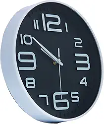 LYOR - Relógio de Parede em Plástico Quartz Branco com Preto 25cm x 4cm - Decoração de Parede - Organização - Enfeites - Utilidades Domésticas