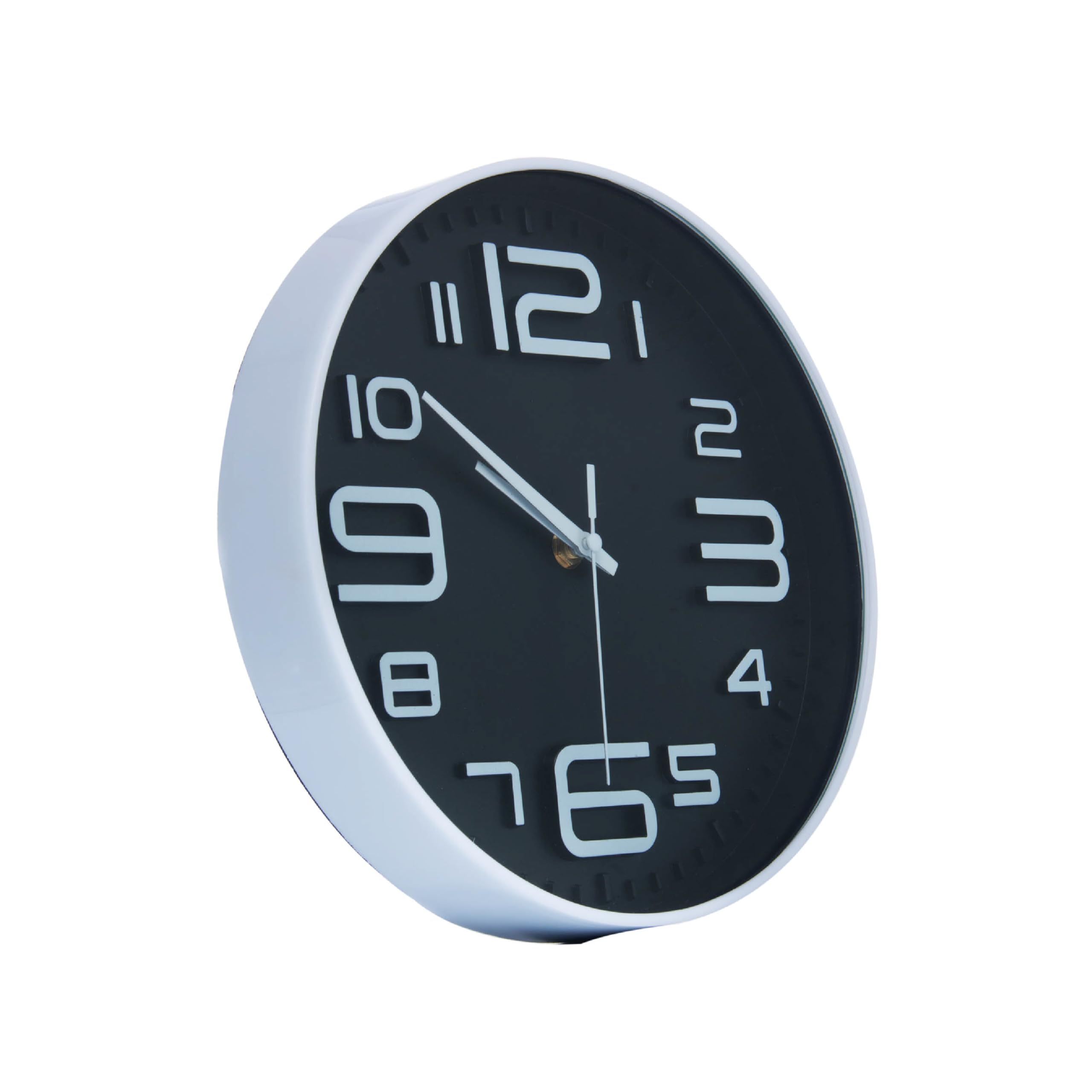 LYOR - Relógio de Parede em Plástico Quartz Branco com Preto 25cm x 4cm - Decoração de