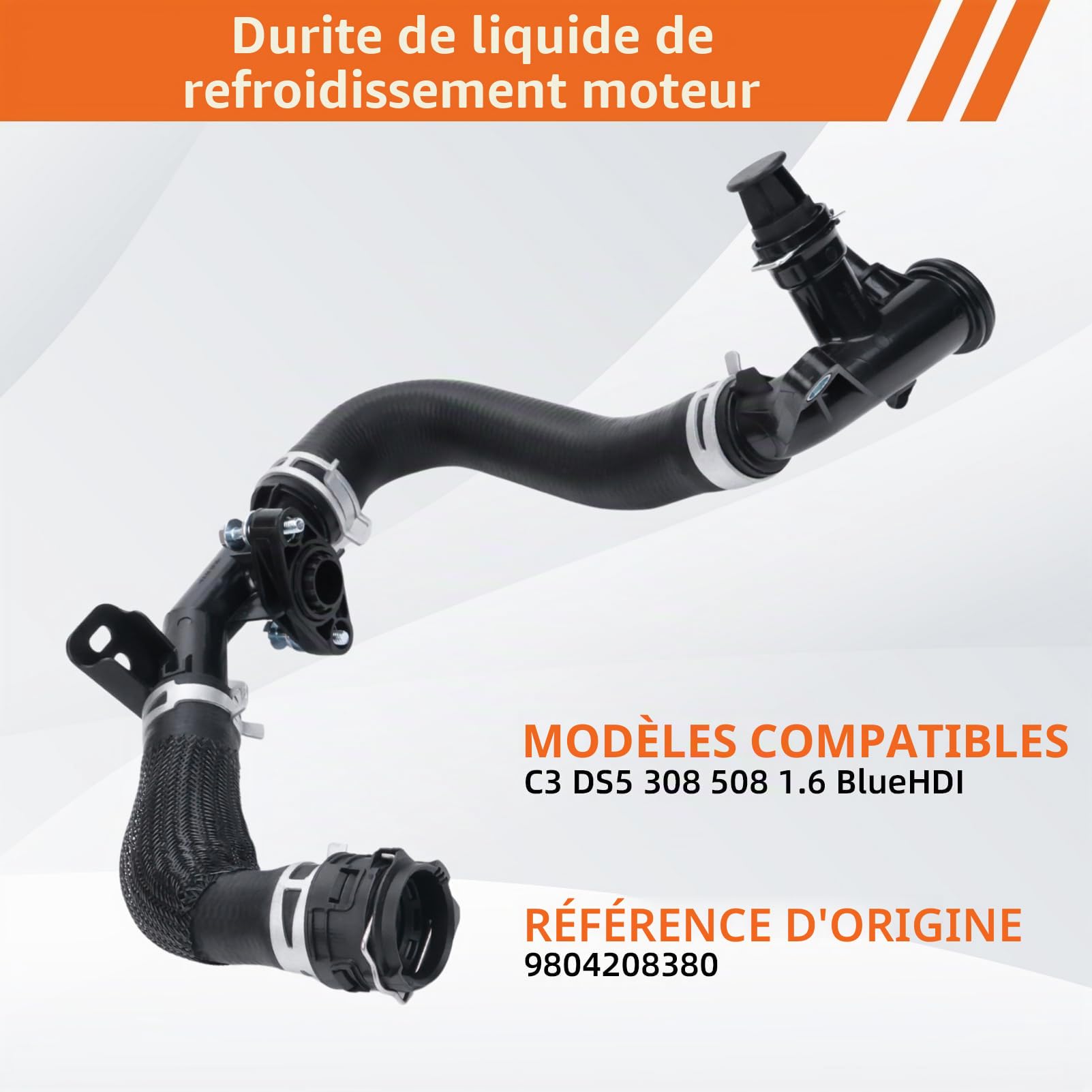 Tube Liquide Refroidissement Compatible avec C3 DS5 C4 PICASSO 9804208380 Tuyau Liquide Refroidissement Compatible avec 308 508 EXPERT PARTNER Tube D'entrée Refroidissement