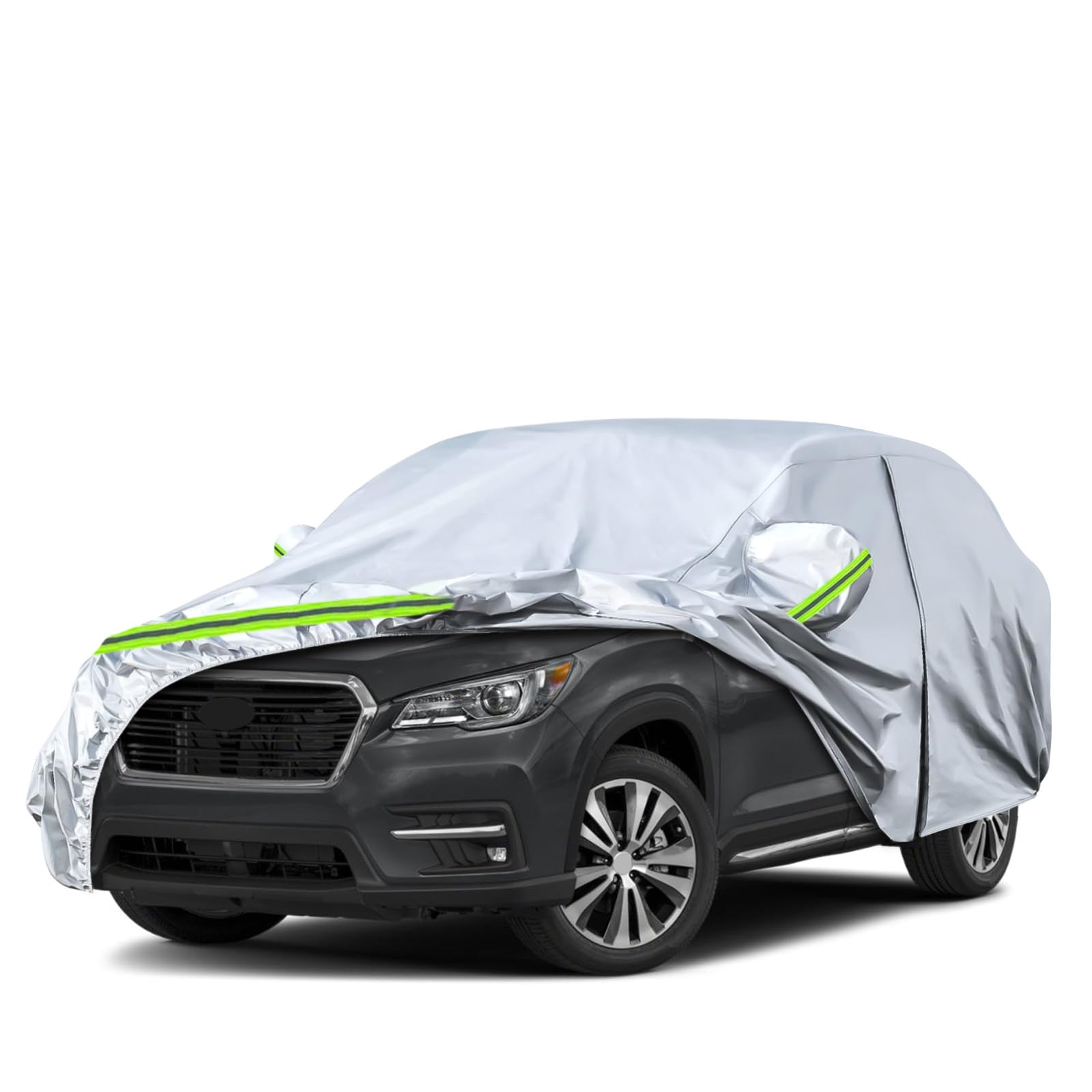6 Layers Silver Waterproof Car Covers Replace for 2019-2026 Subaru Ascent | Heavy Duty All Weather Car Cover with Cotton Liner, Zipper Door, Windproof Bands for Snow Rain Dust Protection