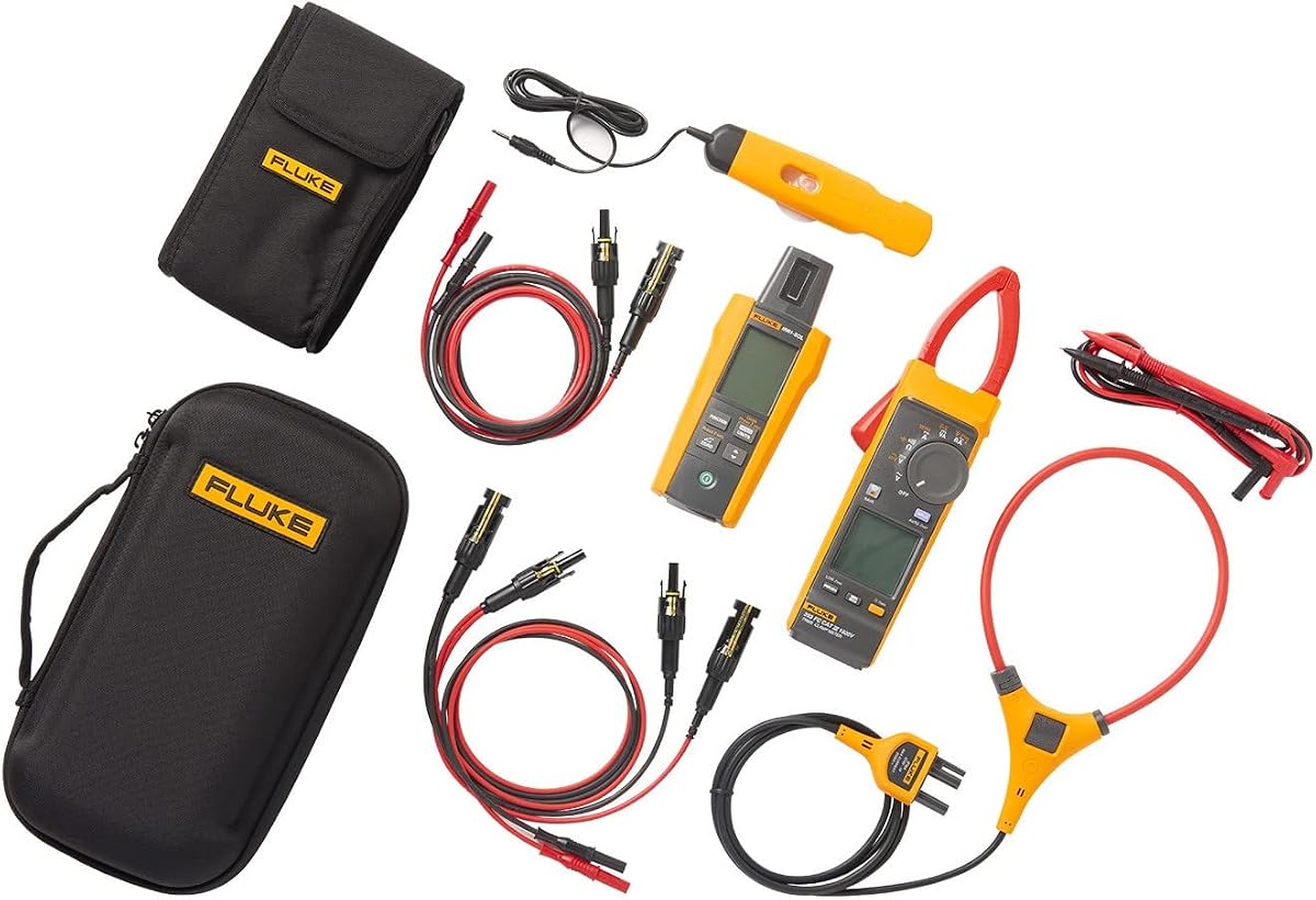 393FC Clamp Meter with Irradiance Meter and Solar Test Lead Kit, CAT III 1500 V Rated, Measure Solar Irradiance, Ambient and PV Module Temperature, with MC4 Test Leads