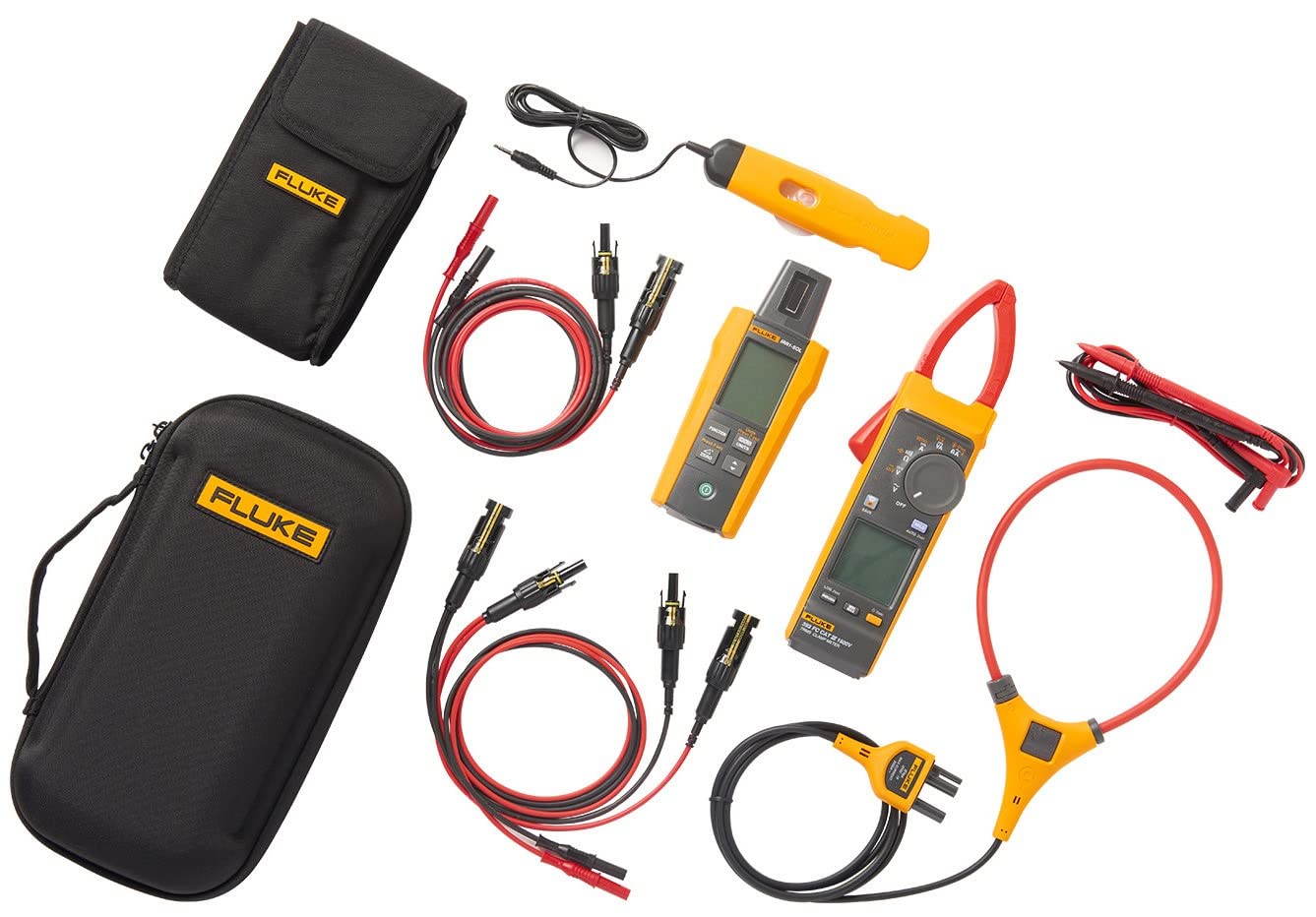 Fluke 393FC Clamp Meter with Irradiance Meter and Solar Test Lead Kit, CAT III 1500 V Rated, Measure Solar Irradiance, Ambient and PV Module Temperature, with MC4 Test Leads