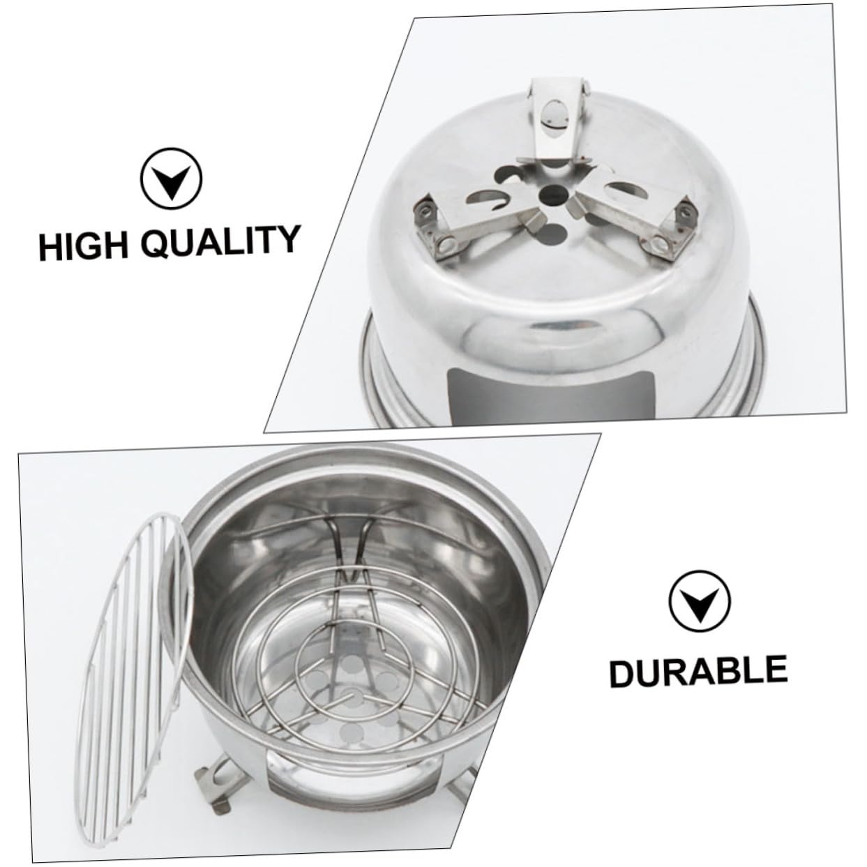 BESPORTBLE Barbecue da Campeggio Portatile Rotondo in Acciaio Inox, Resistente alla Ruggine, per Picnic e Feste All’aperto
