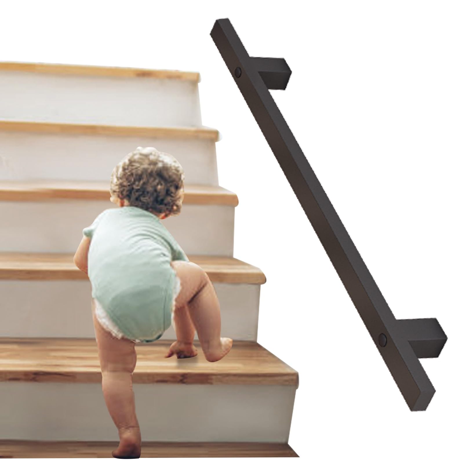 FKXSXAZ Handrail for Staircase Indoor Outside Steps, Black Pipe Stairs Handrails Banister Rail Wall Mount Stair Railing Anti-Slip Steps Grab Bars Corridor Safety Support Rod(2ft/60cm)